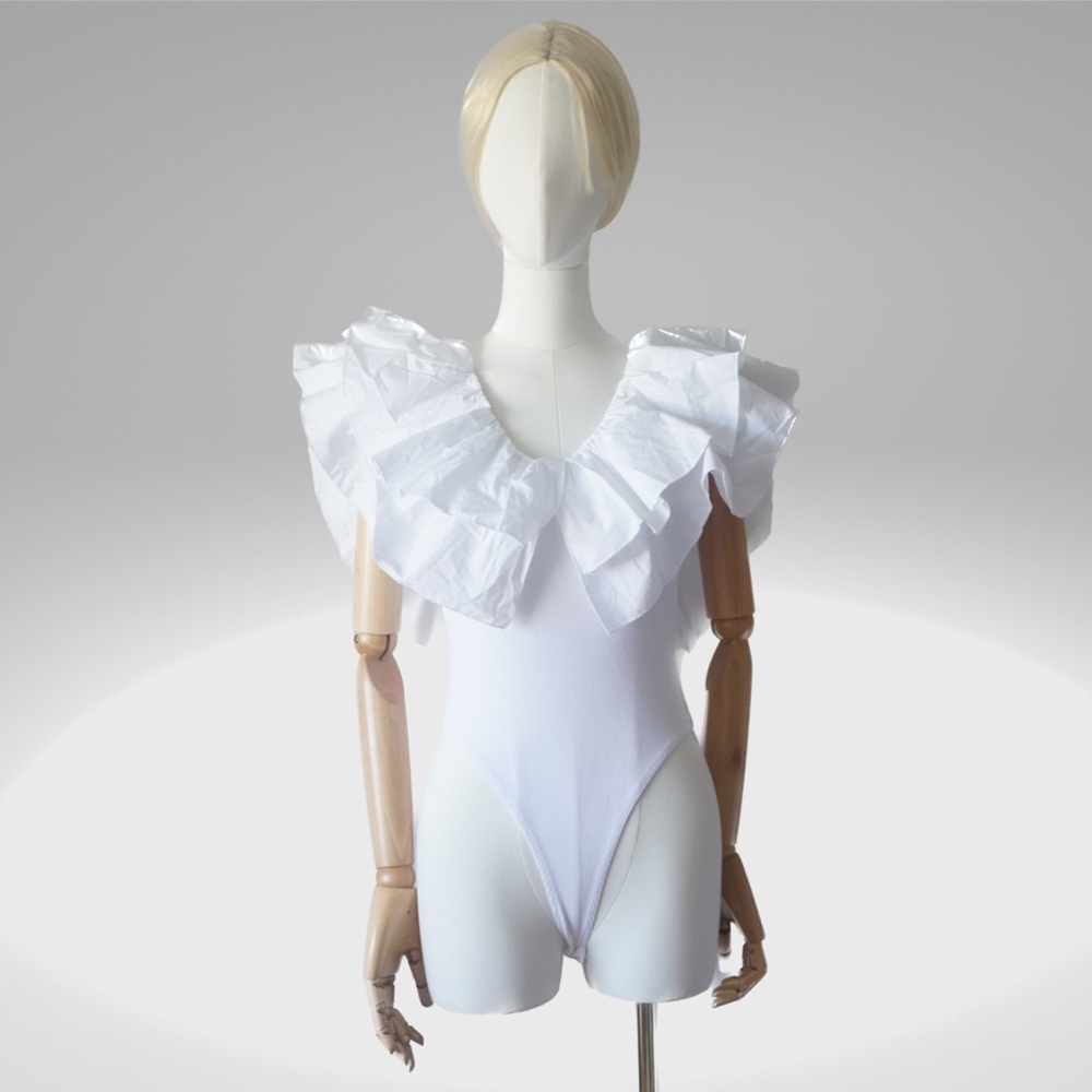 Zara Ruffled Rib white Bodysuit - Picture 10 of 11